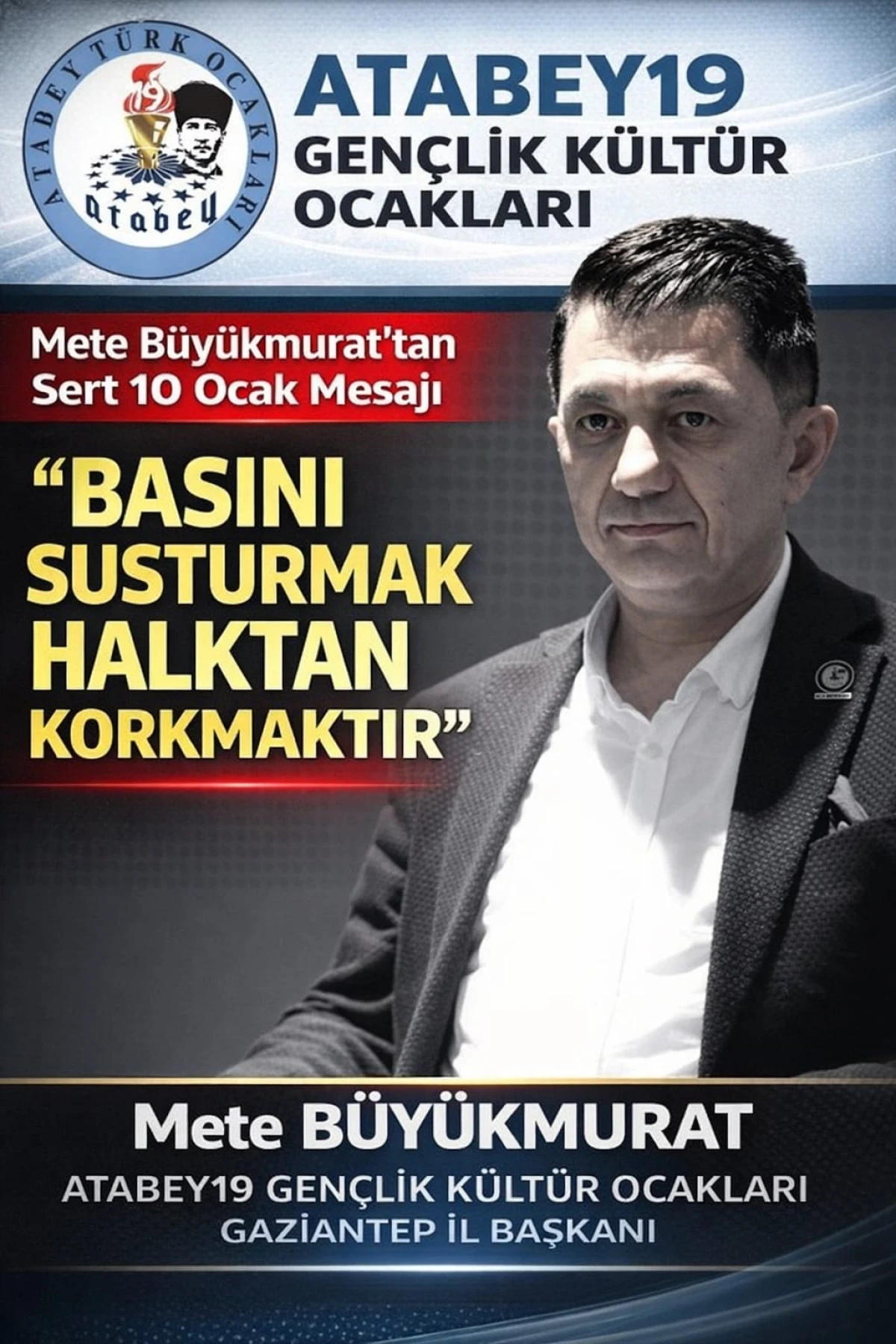 B&uuml;y&uuml;kmurat&rsquo;tan 10 Ocak Mesajı: &ldquo;Basını Susturmak Halktan Korkmaktır&rdquo;