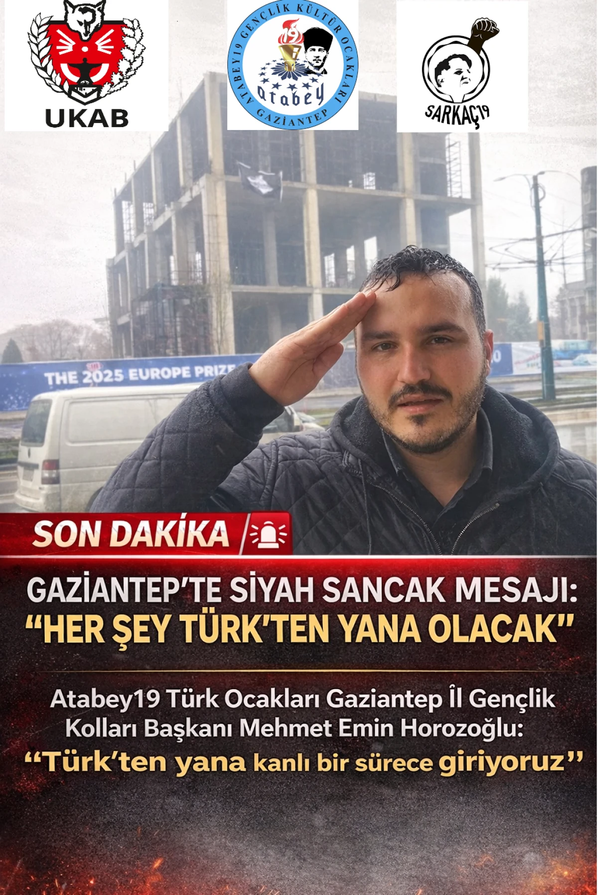 Gaziantep&rsquo;te Siyah Sancak Mesajı: &ldquo;Her Şey T&uuml;rk&rsquo;ten Yana Olacak&rdquo;