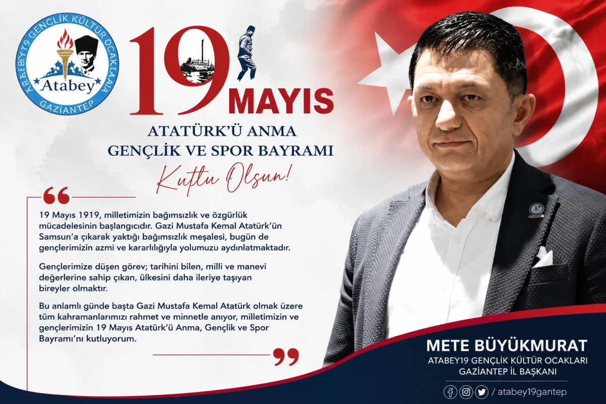 Mete B&uuml;y&uuml;kmurat&rsquo;tan 19 Mayıs Mesajı  ! 
